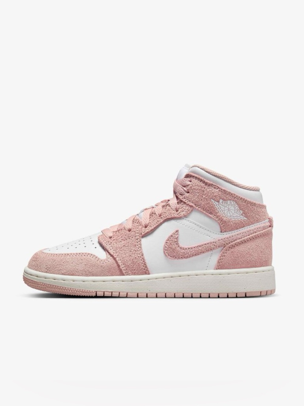 NEW [Jordan] 1 Mid SE Mid-Top Sneakers Shoes White/Pink, Youth 6.5 / Ladies 8.0